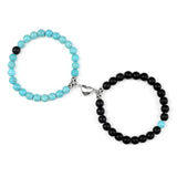 2Pcs/Set Natural Stone Distance Heart Magnet Couple Bracelets