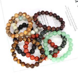 Natural Stone Round Beads Bracelet Chakra Healing Crystal Elastic Stretch Bangle