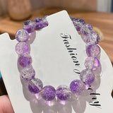 Women's Cracked Quartz Crystal Beaded Stretch Bracelet Bangle