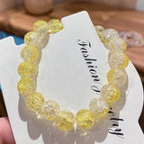 Women's Cracked Quartz Crystal Beaded Stretch Bracelet Bangle