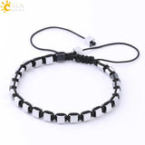 CSJA Hematite Bracelet Magnetic Elastic Weave Adjustable Bangle F623