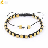 CSJA Hematite Bracelet Magnetic Elastic Weave Adjustable Bangle F623