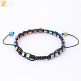 CSJA Hematite Bracelet Magnetic Elastic Weave Adjustable Bangle F623