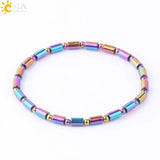 CSJA Hematite Bracelet Magnetic Elastic Weave Adjustable Bangle F623