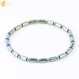 CSJA Hematite Bracelet Magnetic Elastic Weave Adjustable Bangle F623