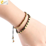 CSJA Hematite Bracelet Magnetic Elastic Weave Adjustable Bangle F623