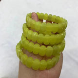 Natural Yellow Lemon Jade Stone Bracelets 7x14mm 11x13mm Energy Academic Jewelry