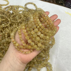 Golden Rutilated Stone Bracelet 6mm 8mm 10mm Energy Jewelry