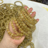 Golden Rutilated Stone Bracelet 6mm 8mm 10mm Energy Jewelry