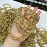 Golden Rutilated Stone Bracelet 6mm 8mm 10mm Energy Jewelry
