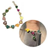 Colorful Rhinestone Heart Bracelet Letter Wrist Chain Bangle
