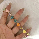 Colorful Rhinestone Heart Bracelet Letter Wrist Chain Bangle
