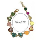 Colorful Rhinestone Heart Bracelet Letter Wrist Chain Bangle