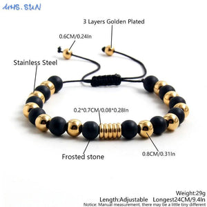 Classic Stone Beads Bracelets Stainless Steel Anniversary Jewelry