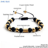 Classic Stone Beads Bracelets Stainless Steel Anniversary Jewelry
