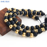 Classic Stone Beads Bracelets Stainless Steel Anniversary Jewelry