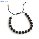 Classic Stone Beads Bracelets Stainless Steel Anniversary Jewelry
