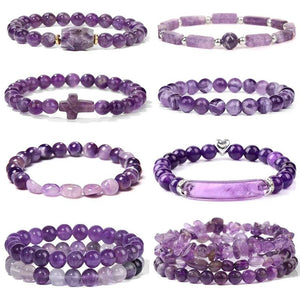 Purple Quartz Crystal Beads Charm Bracelet Amethysts Series Beaded Bracelets