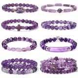 Purple Quartz Crystal Beads Charm Bracelet Amethysts Series Beaded Bracelets