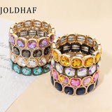 Square Rhinestone Crystal Bangle Boho Bracelet
