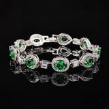 Green Oval Rectangle Hand Bracelet Bangle for Women S7211