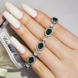 Green Oval Rectangle Hand Bracelet Bangle for Women S7211