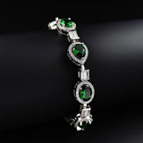 Green Oval Rectangle Hand Bracelet Bangle for Women S7211