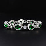 Green Oval Rectangle Hand Bracelet Bangle for Women S7211
