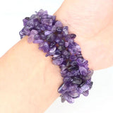 Amethyst Chip Beads Bracelet Natural Stone Healing Crystal Bohemian Bangle