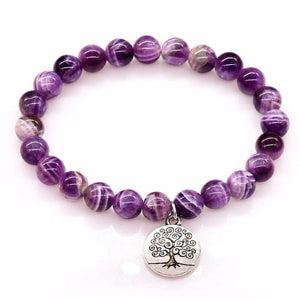 Purple Crystal Beads Bracelets & Bangles with Life of Tree