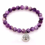 Purple Crystal Beads Bracelets & Bangles with Life of Tree
