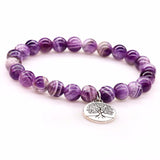 Purple Crystal Beads Bracelets & Bangles with Life of Tree