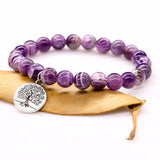 Purple Crystal Beads Bracelets & Bangles with Life of Tree