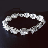 Angel Tears Pear Silver Bracelet Bangle Women Anniversary Gift Jewelry