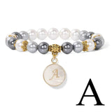 Colorful Shell Pearl Beaded Bracelets A-Z Initial Charms