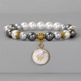 Colorful Shell Pearl Beaded Bracelets A-Z Initial Charms