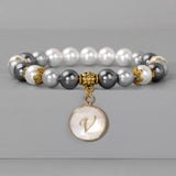 Colorful Shell Pearl Beaded Bracelets A-Z Initial Charms