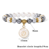 Colorful Shell Pearl Beaded Bracelets A-Z Initial Charms