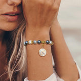 Colorful Shell Pearl Beaded Bracelets A-Z Initial Charms