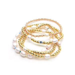 Natural Pearl Jewelry Evil Eye Bracelet 18 K Waterproof Beaded Pulseras