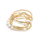 Natural Pearl Jewelry Evil Eye Bracelet 18 K Waterproof Beaded Pulseras