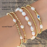 Natural Pearl Jewelry Evil Eye Bracelet 18 K Waterproof Beaded Pulseras