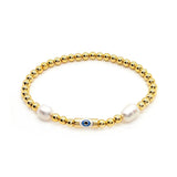 Natural Pearl Jewelry Evil Eye Bracelet 18 K Waterproof Beaded Pulseras