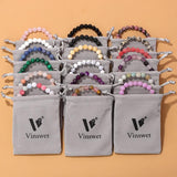 8mm Round Beaded Bracelet w/ Velvet Bag Amethysts Hematite Bracelet