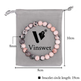 8mm Round Beaded Bracelet w/ Velvet Bag Amethysts Hematite Bracelet