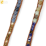 Aventurine Hematite Bead Leather Bracelet for Women
