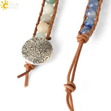 Aventurine Hematite Bead Leather Bracelet for Women