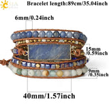 Aventurine Hematite Bead Leather Bracelet for Women