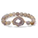 Hollow Geodes Agates Bracelet Druzy Crystal Beaded Jewelry