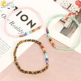 CSJA 7 Chakra Bracelet Amethyst Pink Quartz Crystal Bangle Bracelet
